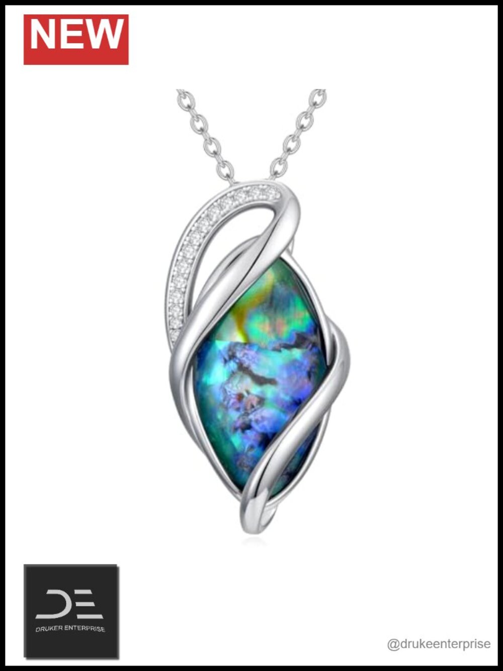 18k White Gold Plated Infinity Necklace, Gemstone Pendant, Sparkling CZ, Gift